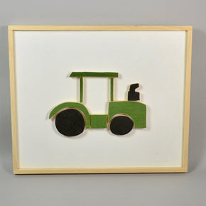 Green Tractor minimalist framed art